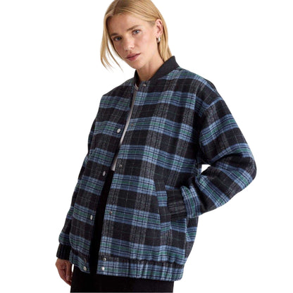 Blue - Pack Shot - Nobody´s Child Womens-Ladies Plaid Bomber Jacket