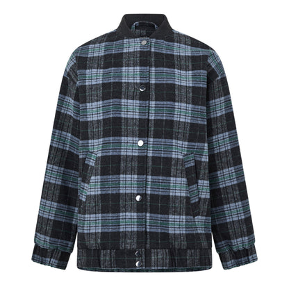 Blue - Front - Nobody´s Child Womens-Ladies Plaid Bomber Jacket