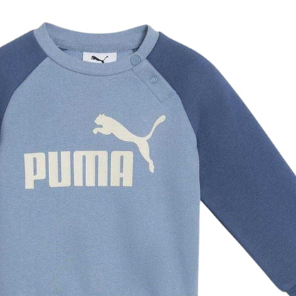 Blue - Side - Puma Baby Logo Fleece Raglan Tracksuit