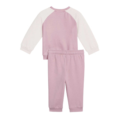 Pink - Back - Puma Baby Logo Fleece Raglan Tracksuit