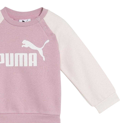 Pink - Side - Puma Baby Logo Fleece Raglan Tracksuit