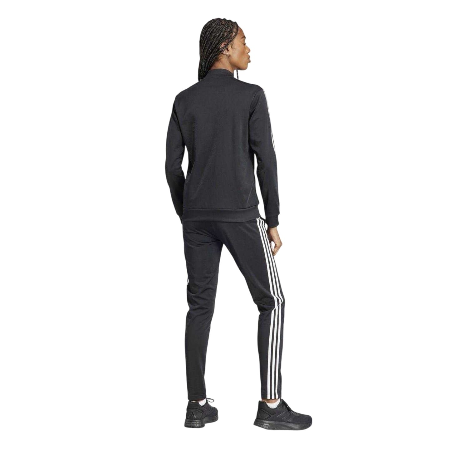 Black-White - Back - Adidas Womens-Ladies Back 2 Basics Tracksuit Set