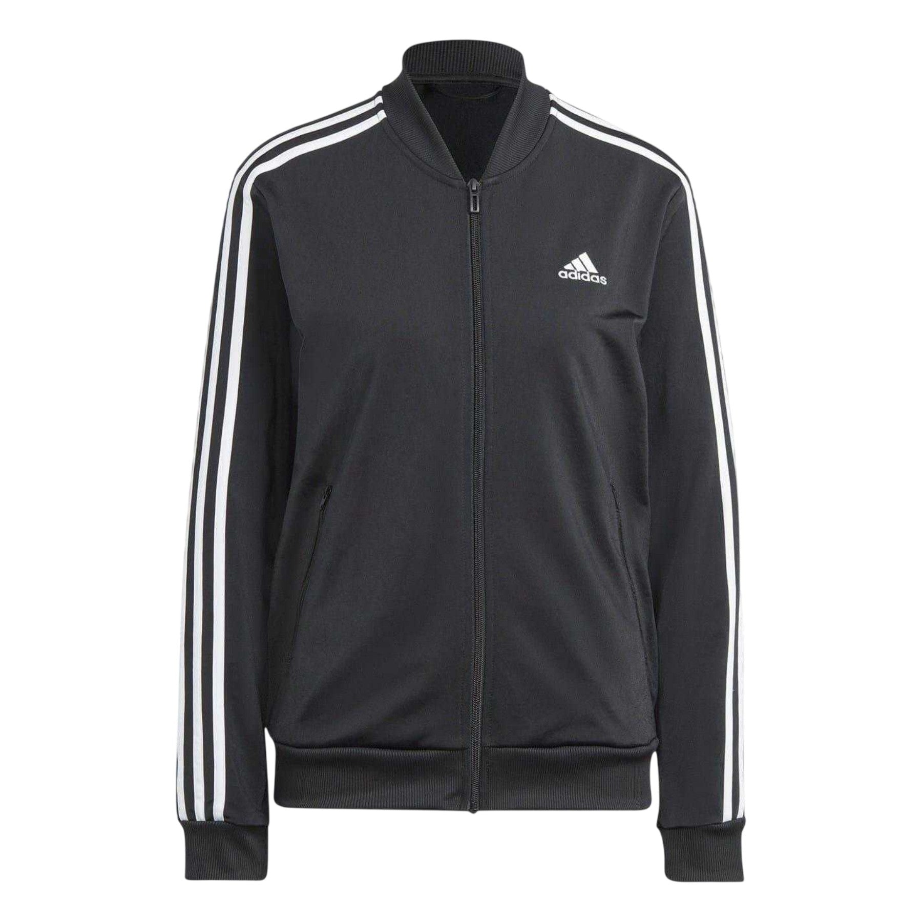 Black-White - Side - Adidas Womens-Ladies Back 2 Basics Tracksuit Set