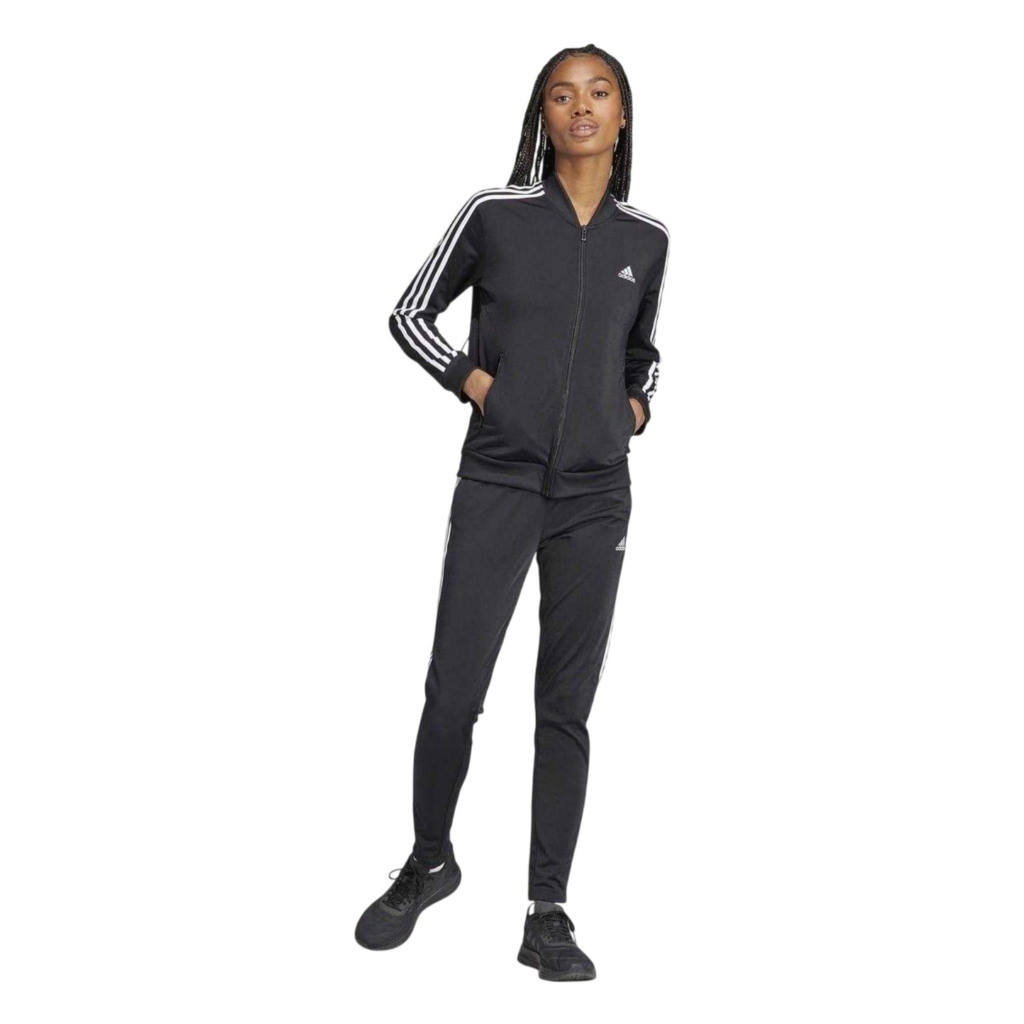 Black-White - Lifestyle - Adidas Womens-Ladies Back 2 Basics Tracksuit Set