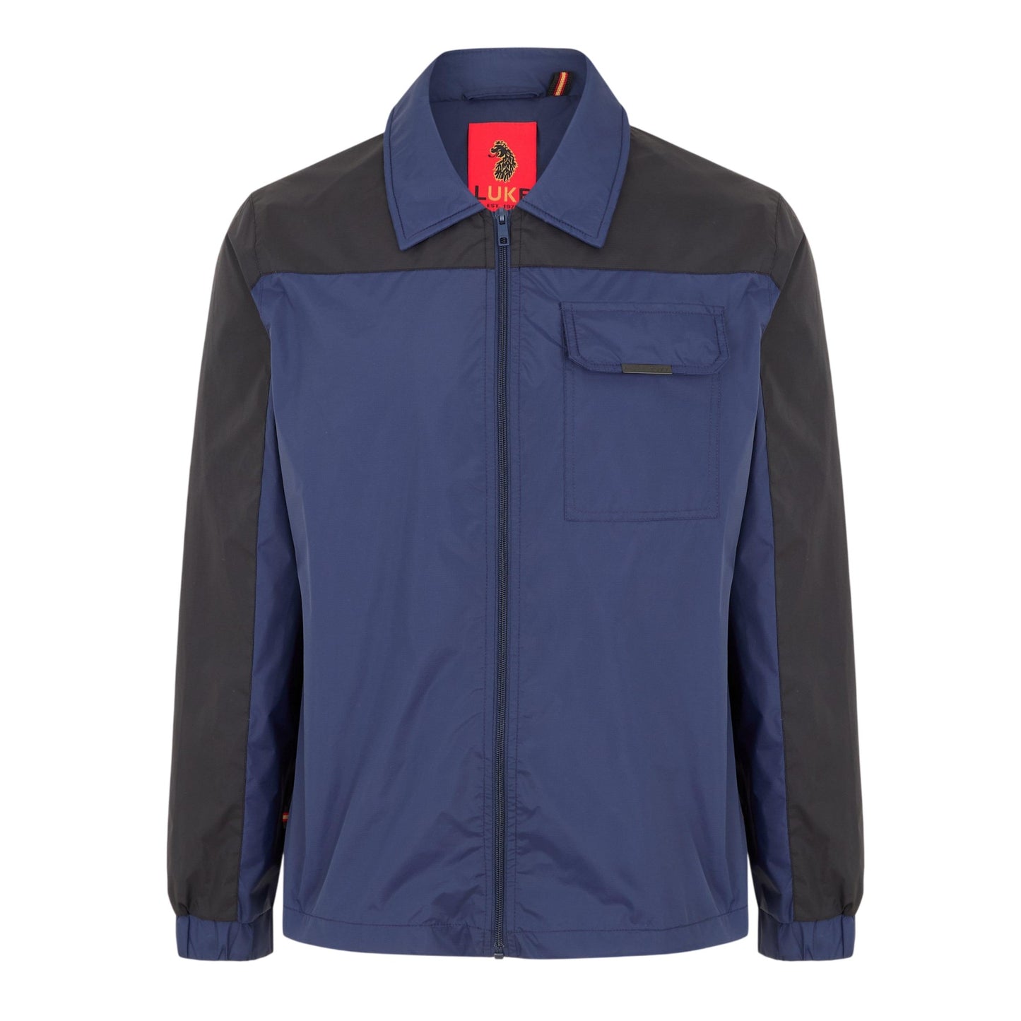 Black-Navy - Front - Luke Mens Colour Block Bomber Jacket
