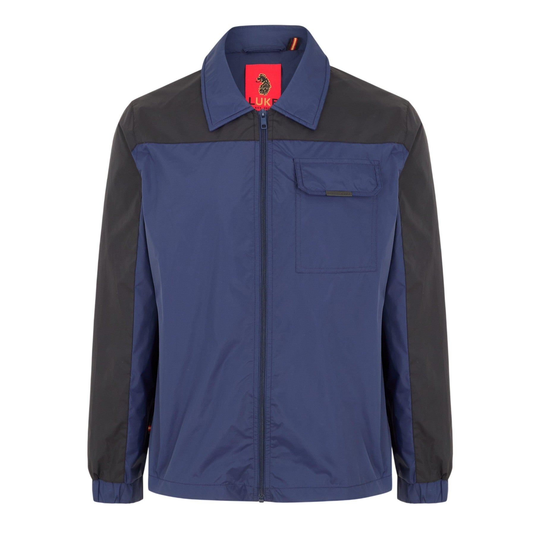 Black-Navy - Front - Luke Mens Colour Block Bomber Jacket
