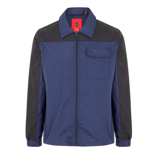 Black-Navy - Front - Luke Mens Colour Block Bomber Jacket