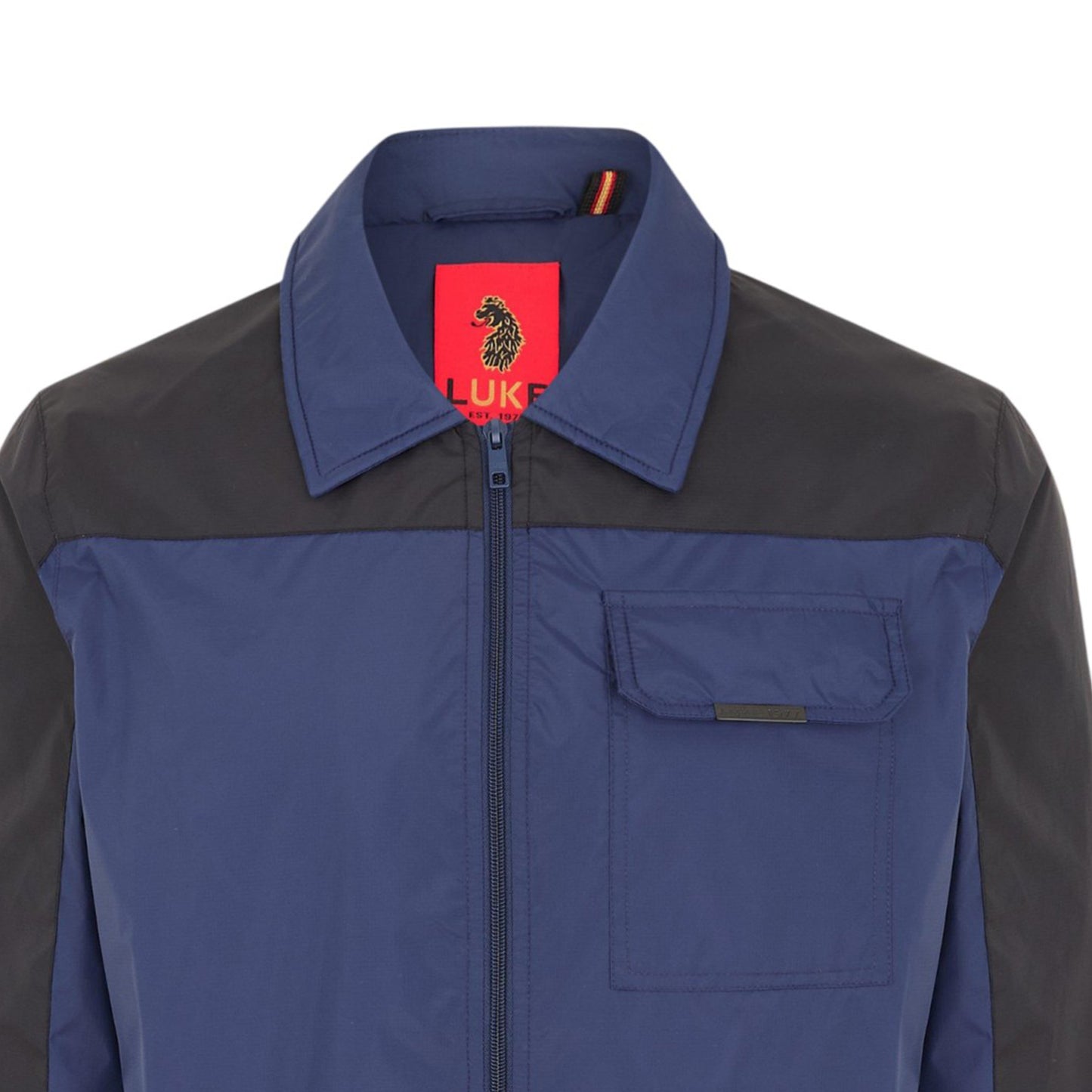 Black-Navy - Side - Luke Mens Colour Block Bomber Jacket