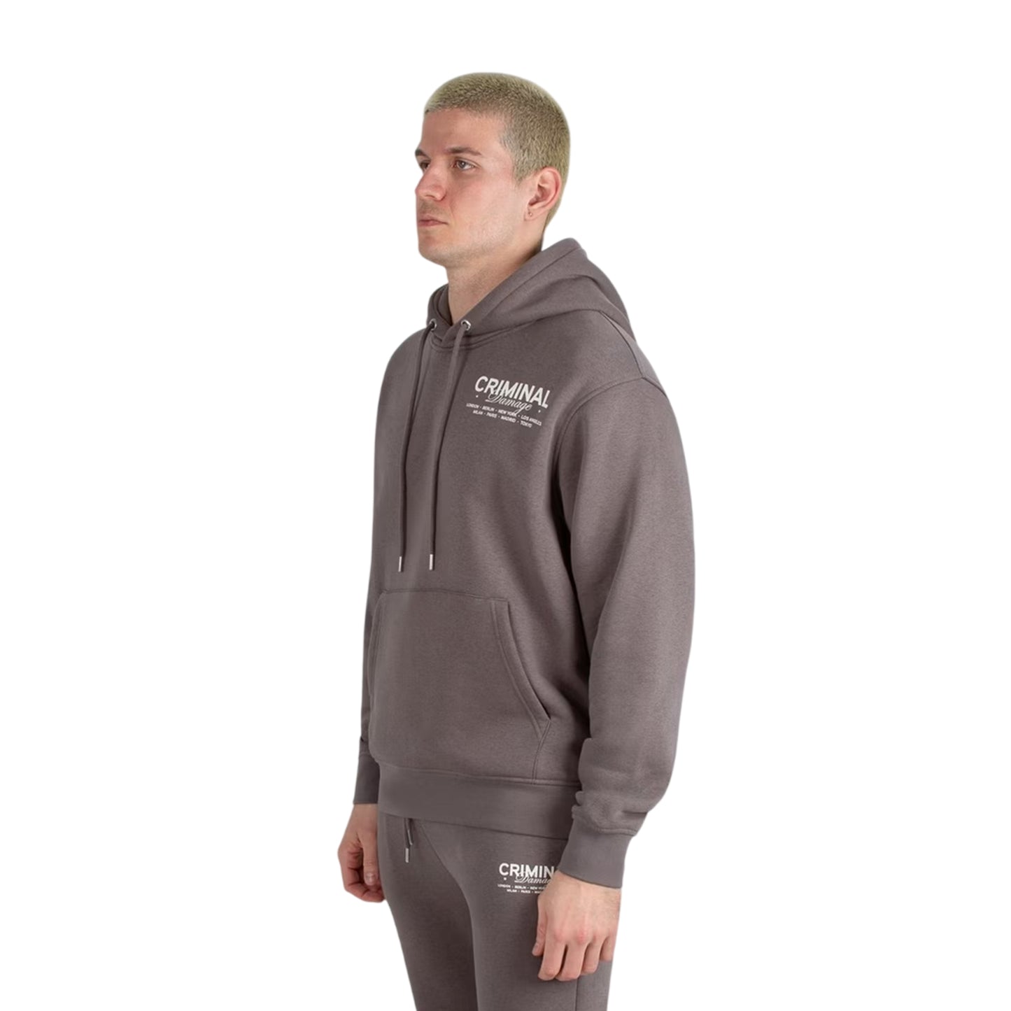 Charcoal - Side - Criminal Damage Mens City Hoodie