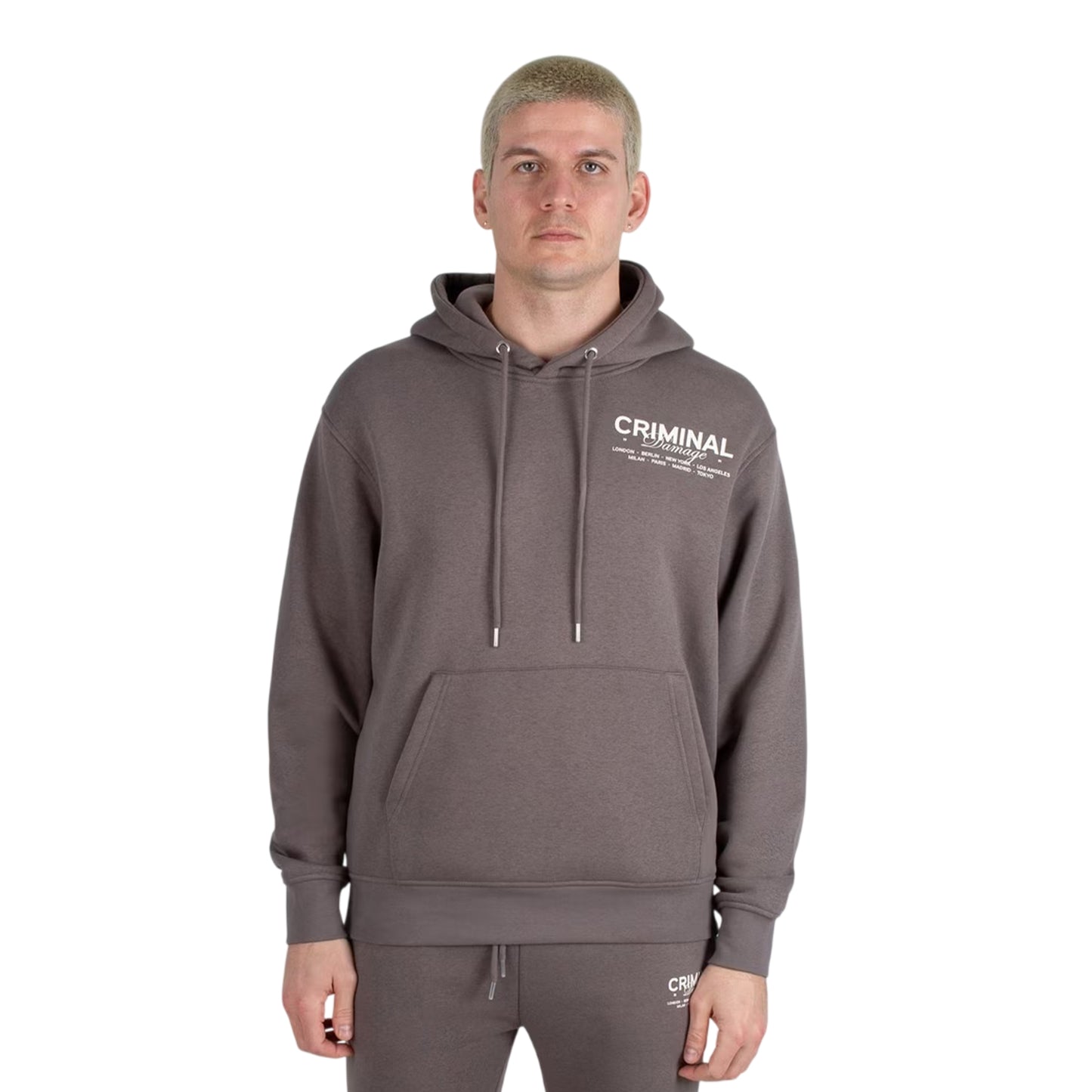 Charcoal - Front - Criminal Damage Mens City Hoodie