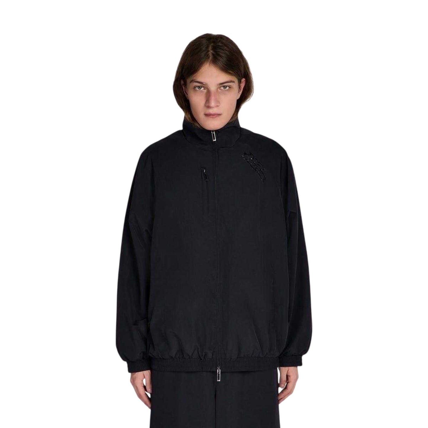Black - Lifestyle - No Fear Mens Funnel Neck Raglan Long-Sleeved Track Top