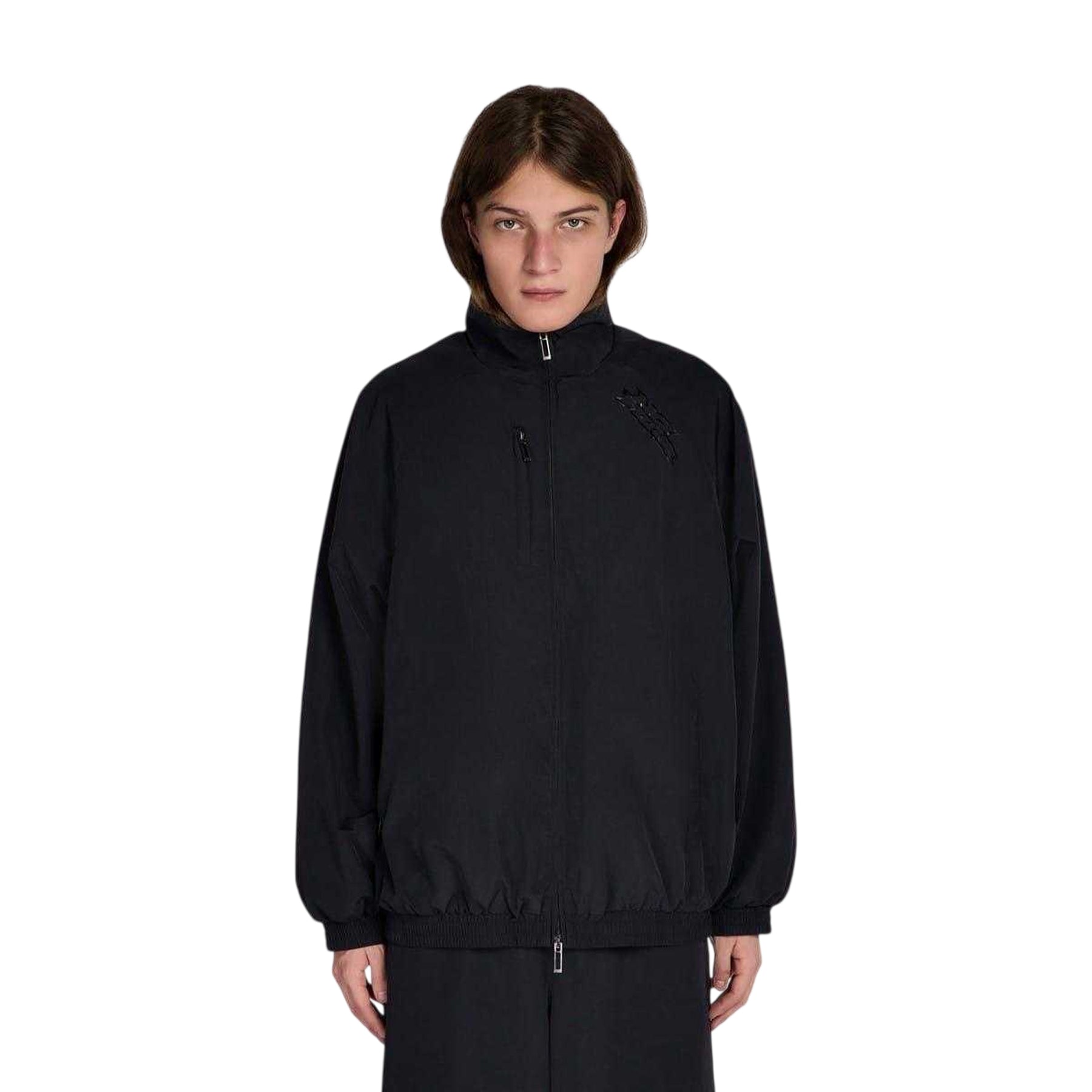 Black - Lifestyle - No Fear Mens Funnel Neck Raglan Long-Sleeved Track Top