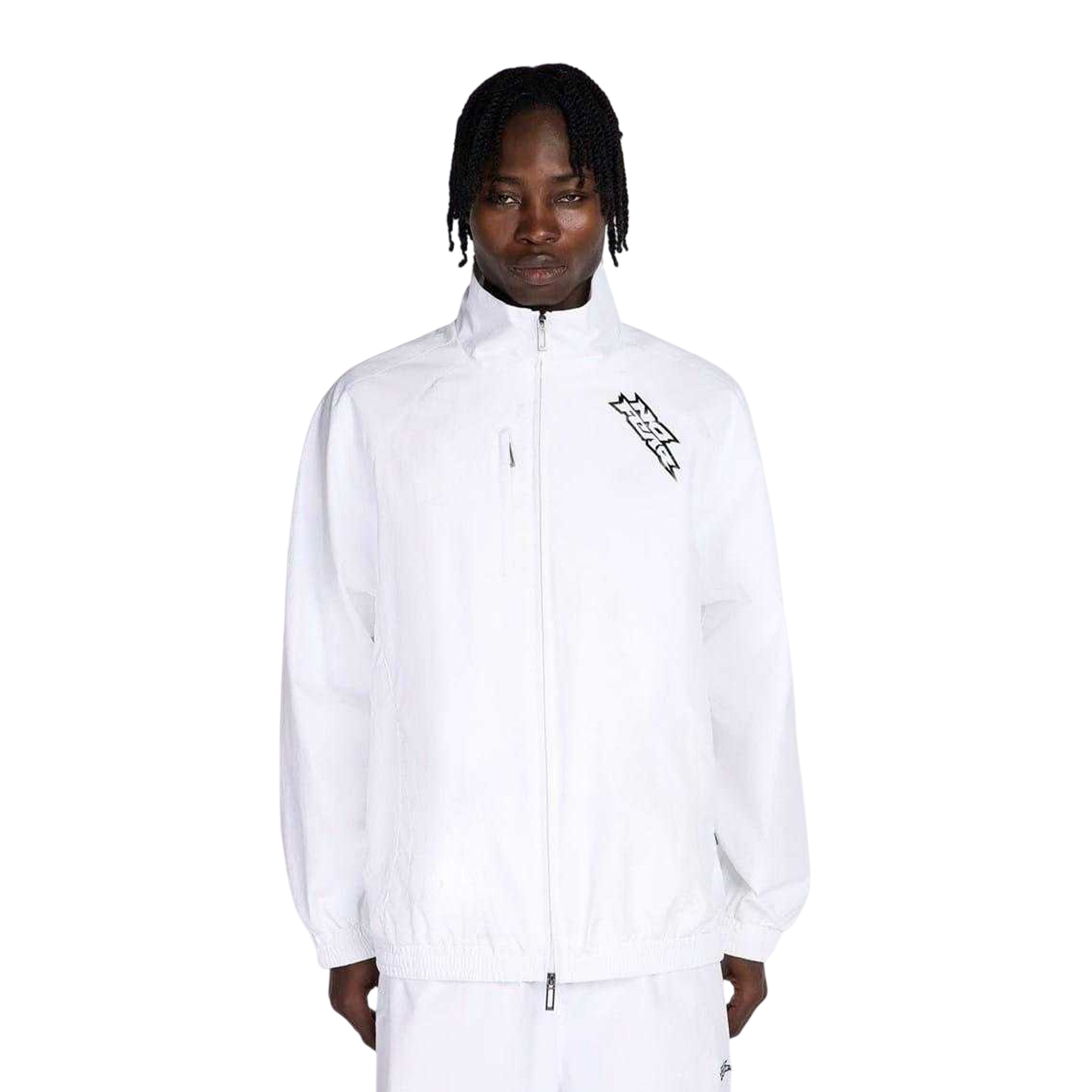 White - Lifestyle - No Fear Mens Funnel Neck Raglan Long-Sleeved Track Top