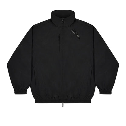 Black - Front - No Fear Mens Funnel Neck Raglan Long-Sleeved Track Top