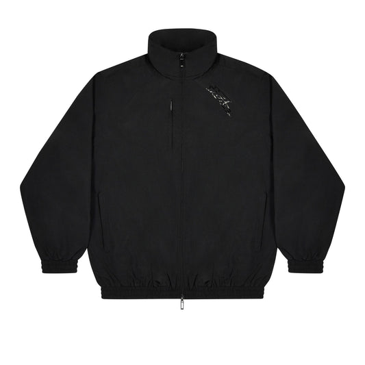 Black - Front - No Fear Mens Funnel Neck Raglan Long-Sleeved Track Top