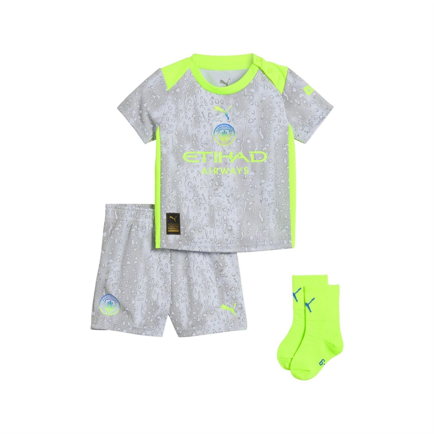 Grey-Green - Front - Puma Baby 2025-2026 Manchester United FC Third Kit