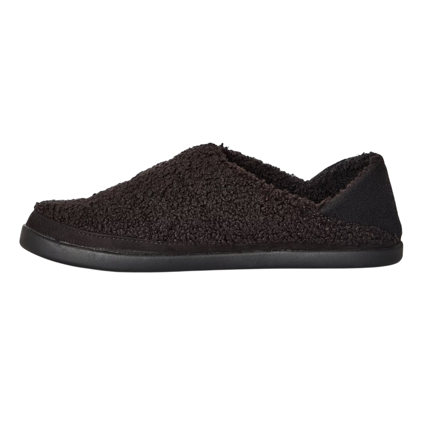 Black - Back - Toms Womens-Ladies Faux Shearling Flat Slippers