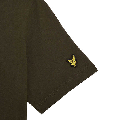 Olive - Back - Lyle & Scott Childrens-Kids Eagle Branded Sleeve T-Shirt
