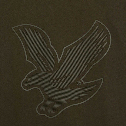 Olive - Side - Lyle & Scott Childrens-Kids Eagle Branded Sleeve T-Shirt