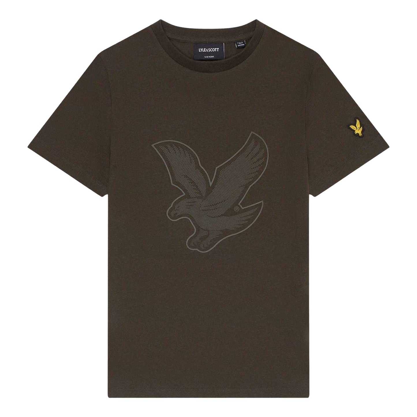 Olive - Front - Lyle & Scott Childrens-Kids Eagle Branded Sleeve T-Shirt