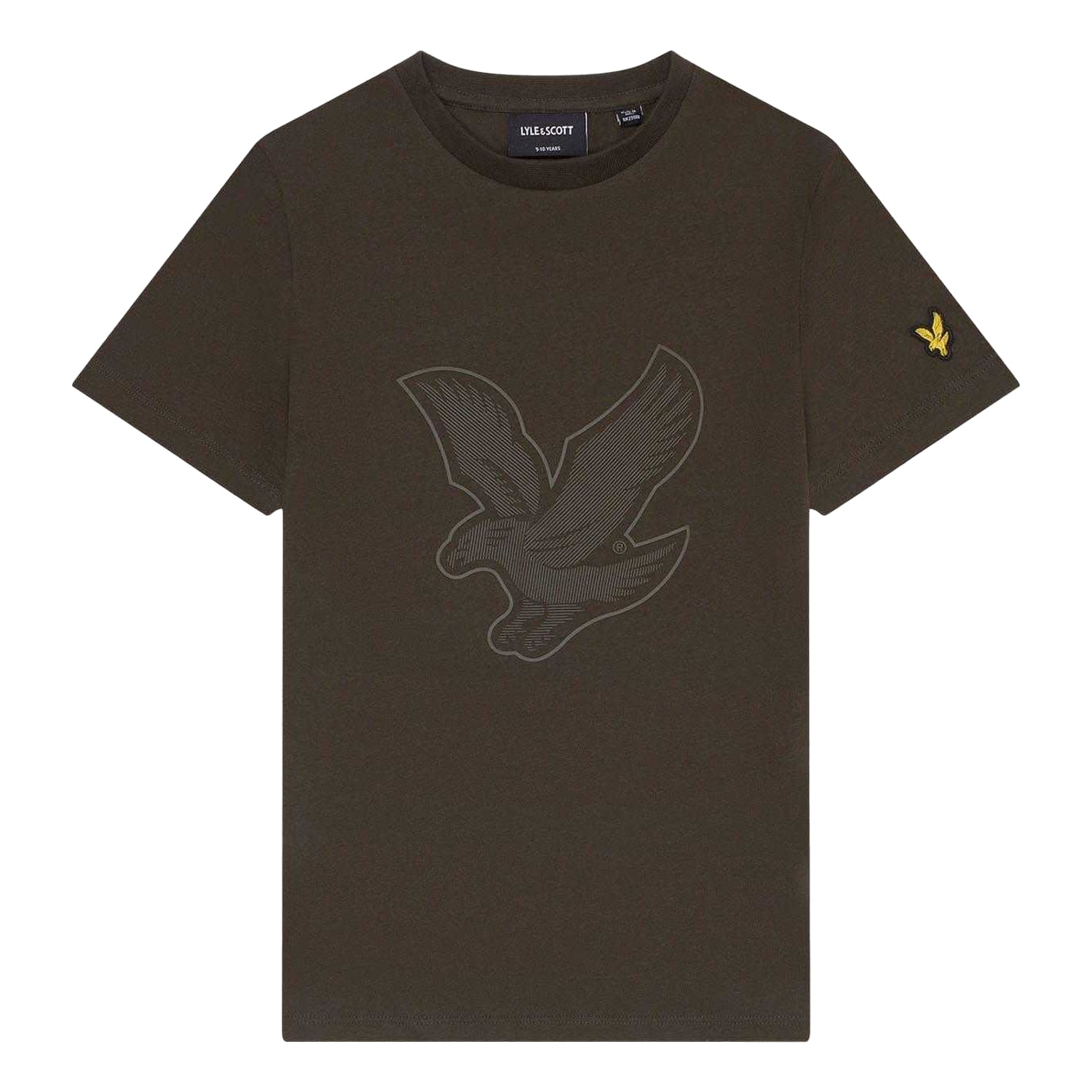 Olive - Front - Lyle & Scott Childrens-Kids Eagle Branded Sleeve T-Shirt