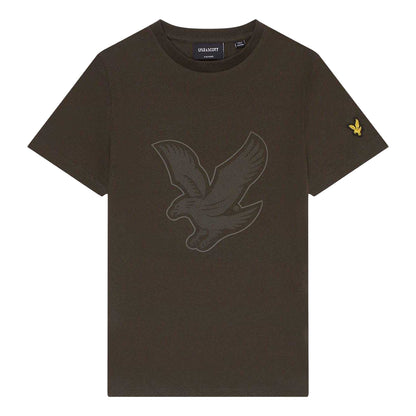 Olive - Front - Lyle & Scott Childrens-Kids Eagle Branded Sleeve T-Shirt
