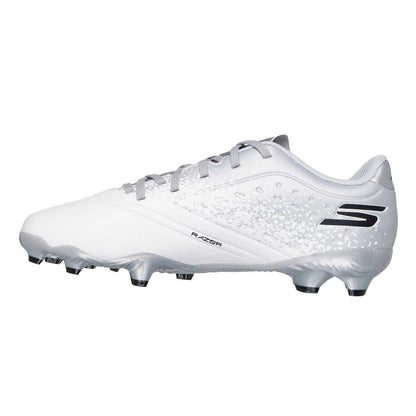White - Back - Skechers Childrens-Kids Razor Firm Ground Football Boots