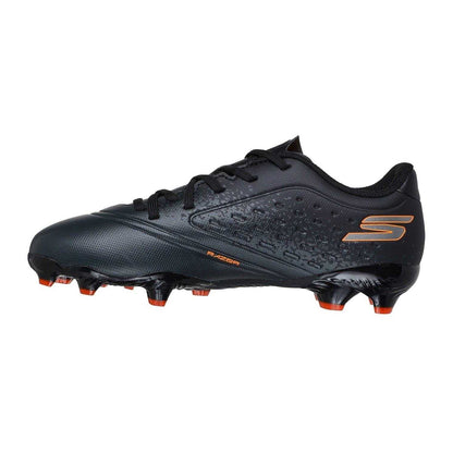 Black-Orange - Back - Skechers Childrens-Kids Razor Firm Ground Football Boots