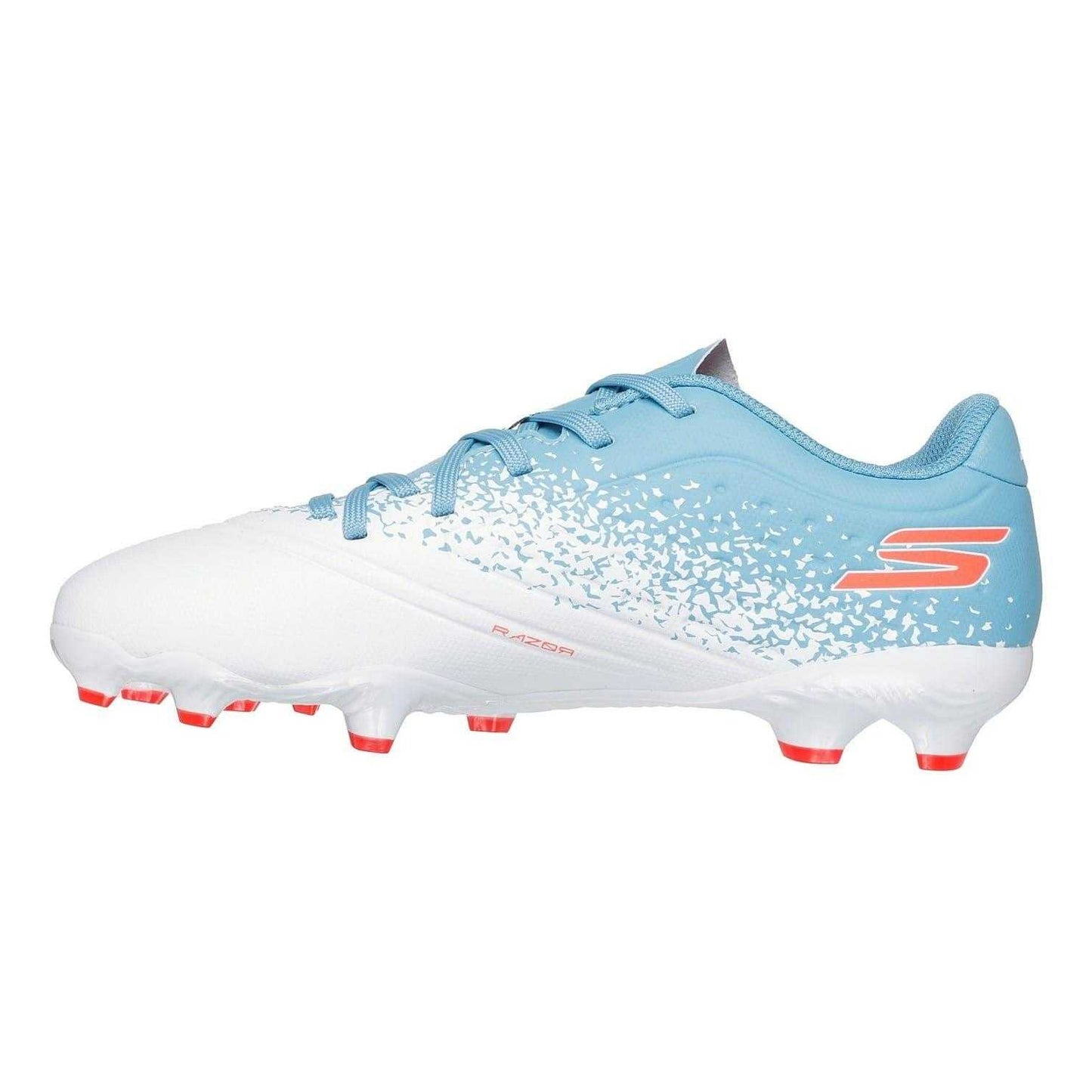 White-Blue - Back - Skechers Childrens-Kids Razor Firm Ground Football Boots