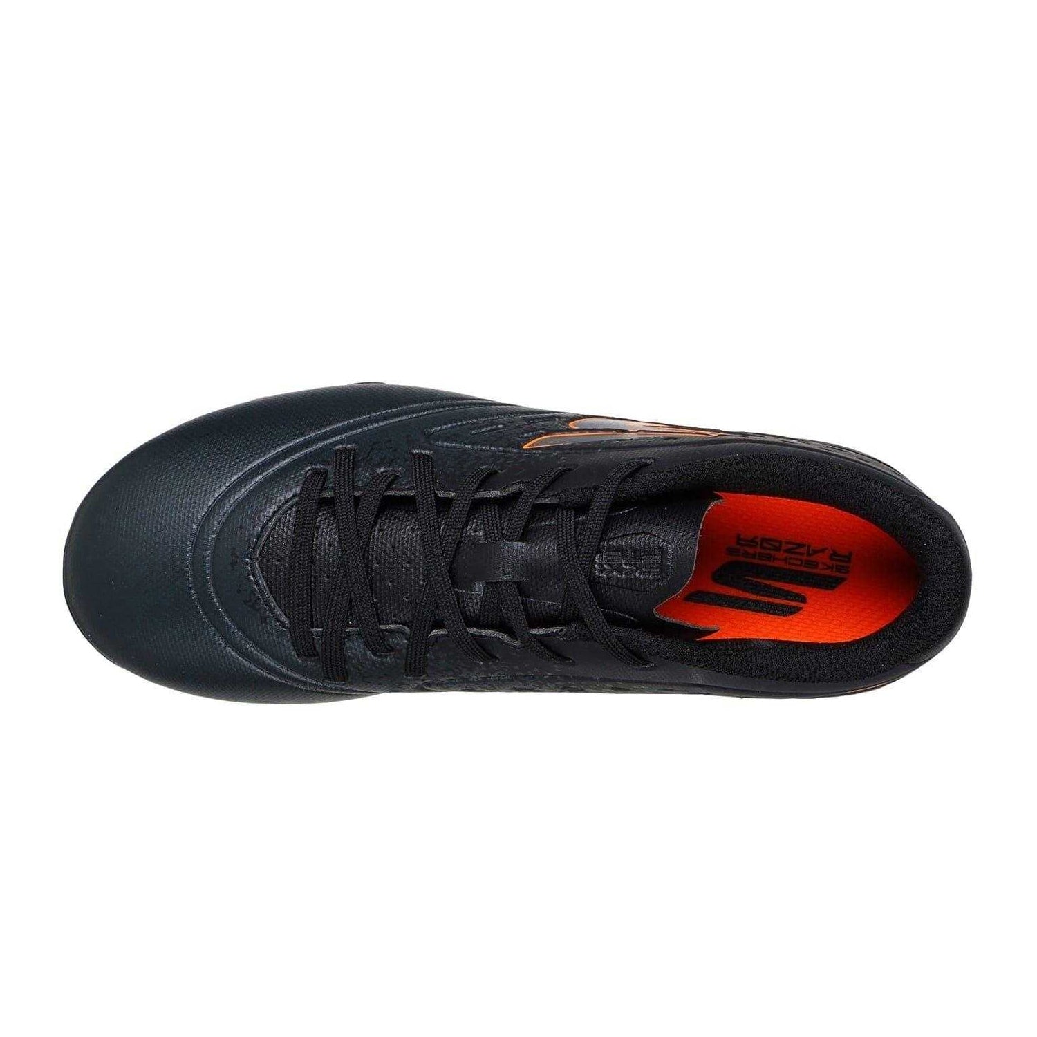 Black-Orange - Side - Skechers Childrens-Kids Razor Firm Ground Football Boots