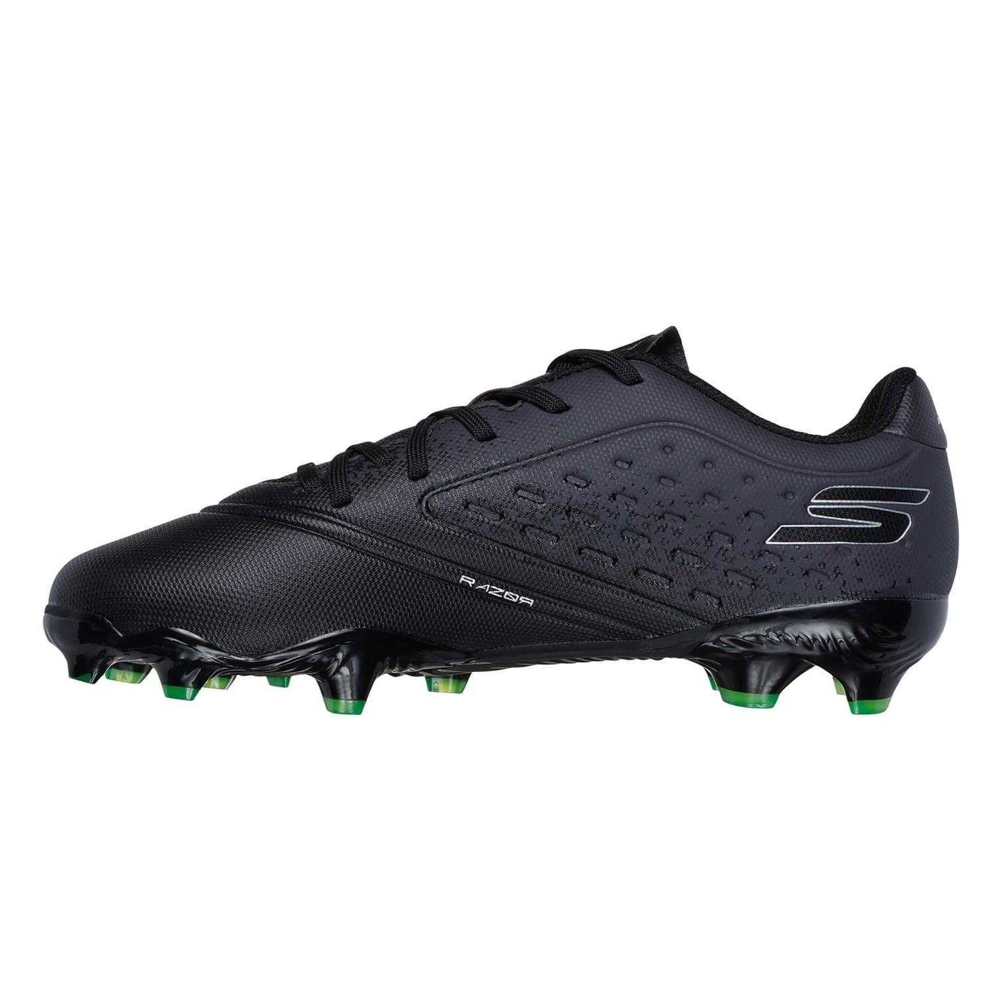 Black-Silver - Back - Skechers Childrens-Kids Razor Firm Ground Football Boots