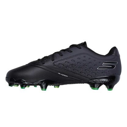 Black-Silver - Back - Skechers Childrens-Kids Razor Firm Ground Football Boots