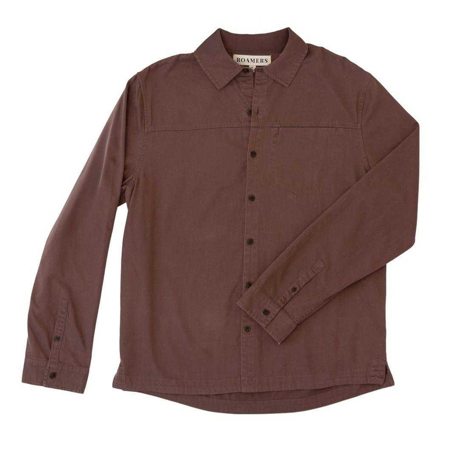 Mauve - Front - Roamers Mens Chest Pocket Long-Sleeved Shirt