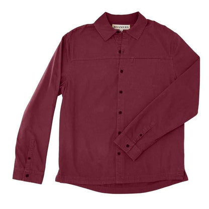 Merlot - Front - Roamers Mens Chest Pocket Long-Sleeved Shirt