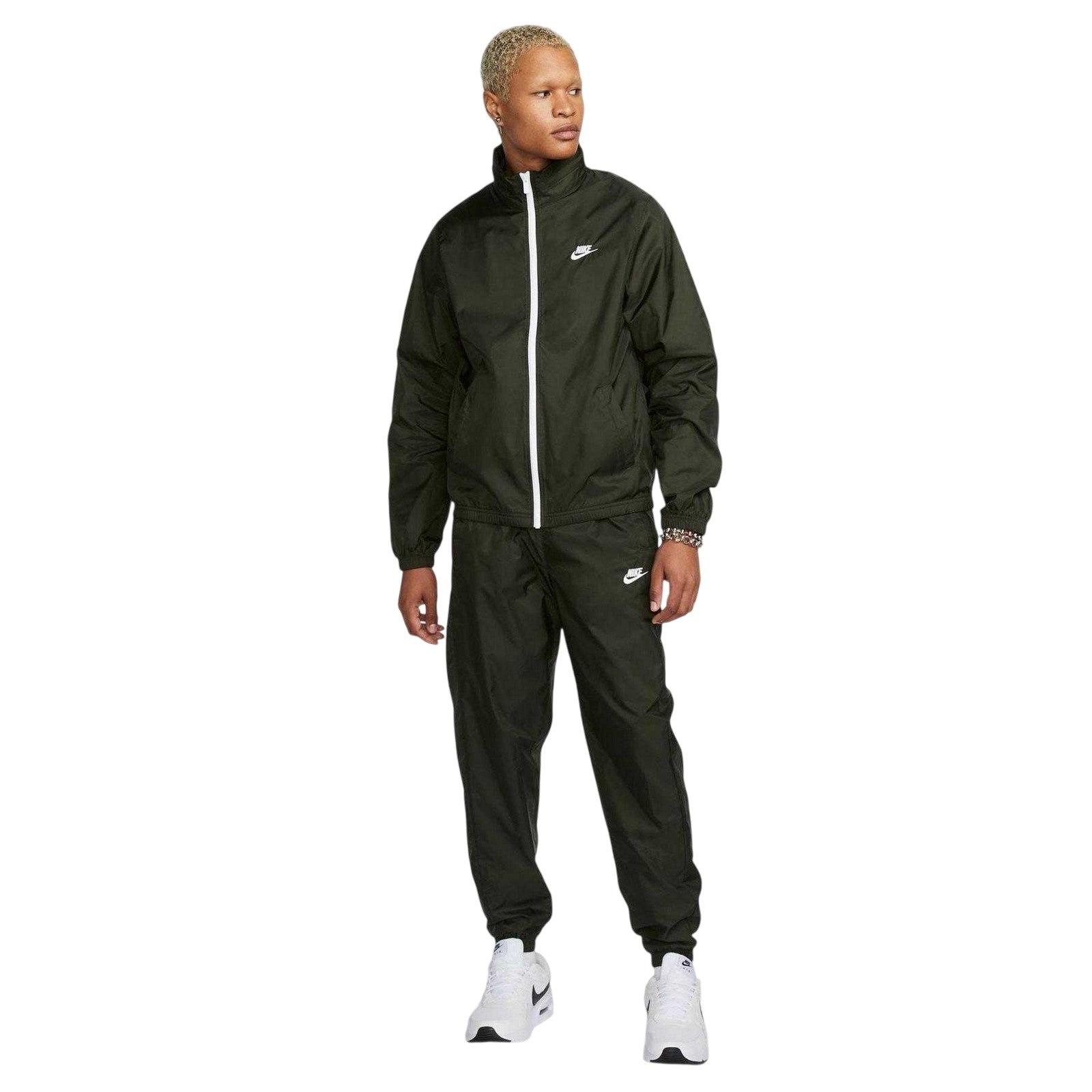 Sequoia-White - Front - Nike Mens Club Lined Tracksuit Set