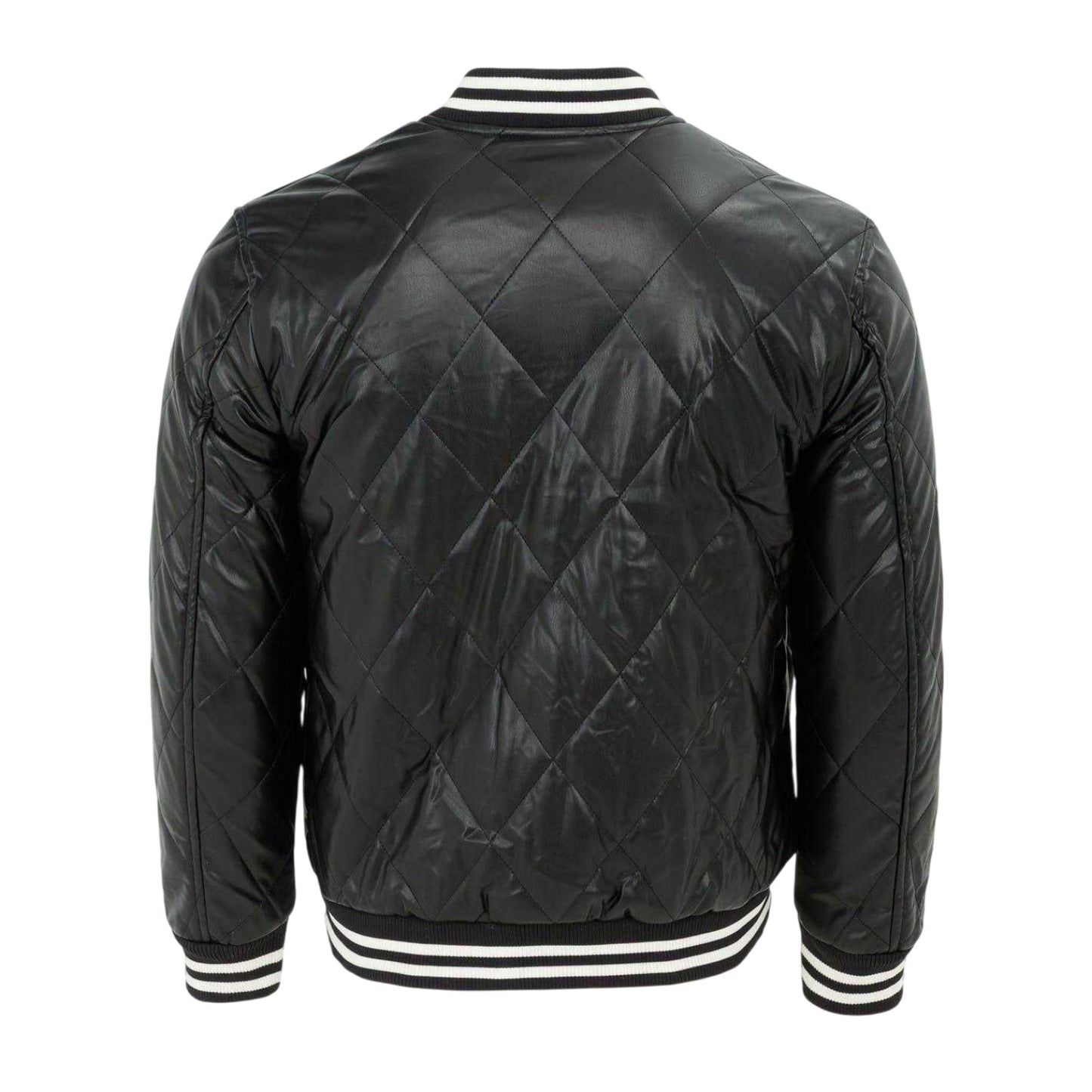 Black - Back - Firetrap Mens Snap Bomber Jacket