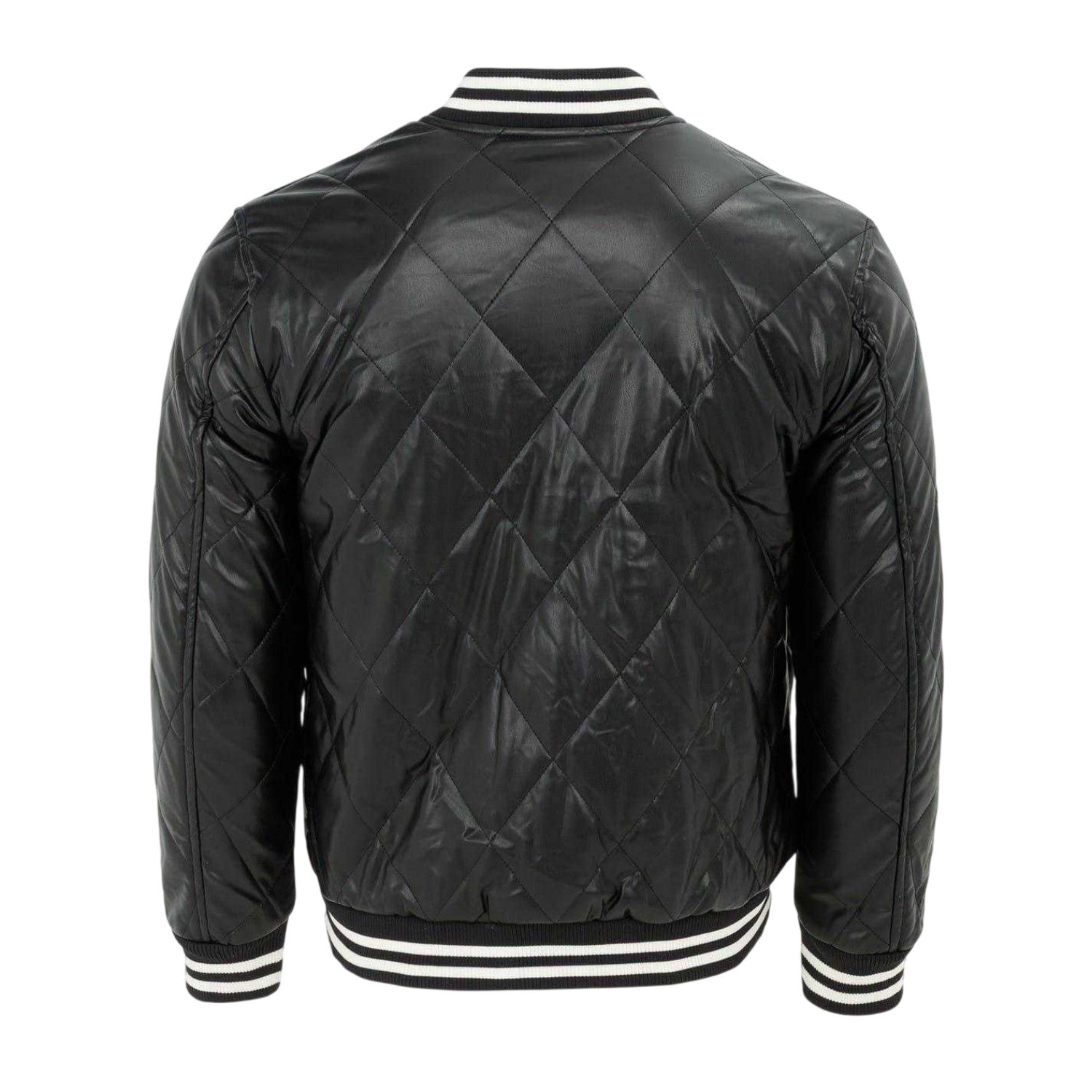 Black - Back - Firetrap Mens Snap Bomber Jacket