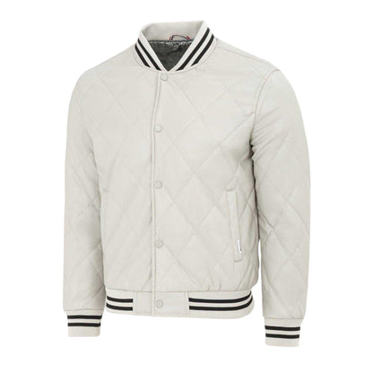White - Side - Firetrap Mens Snap Bomber Jacket