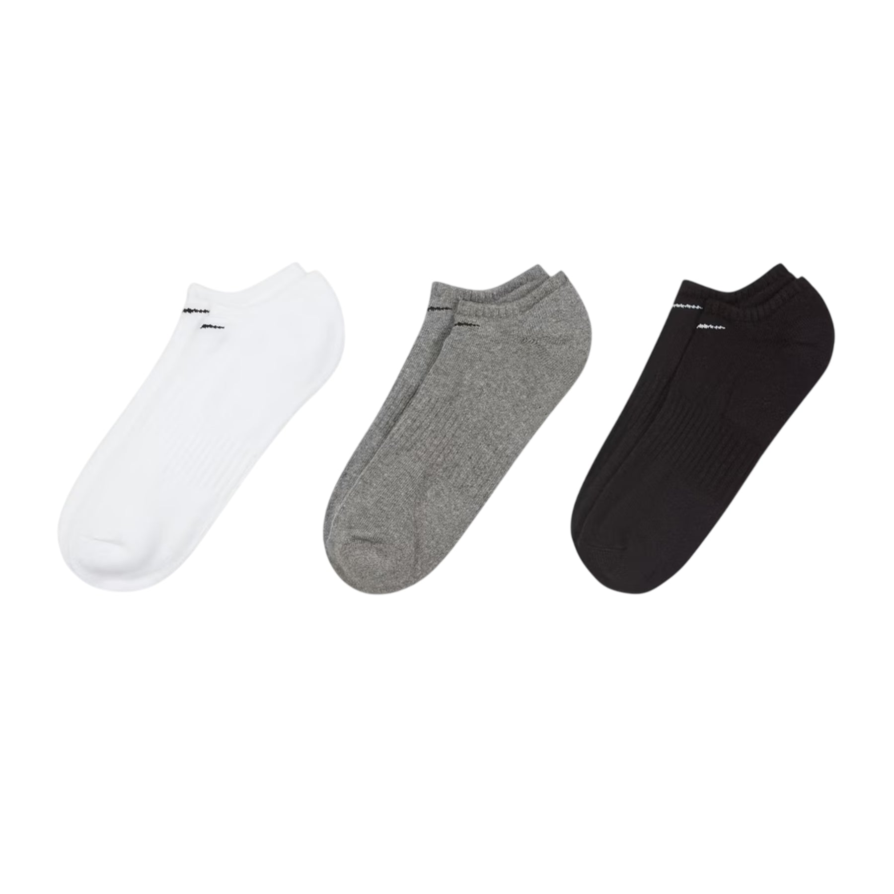 White-Black - Front - Nike Womens-Ladies Cushioned No-Show Socks (Pack of 3)