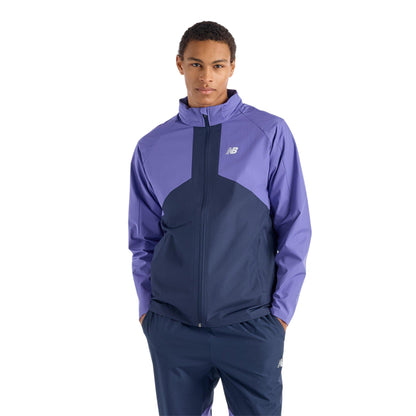 Purple - Side - New Balance Mens Two Tone Woven Hooded Jacket