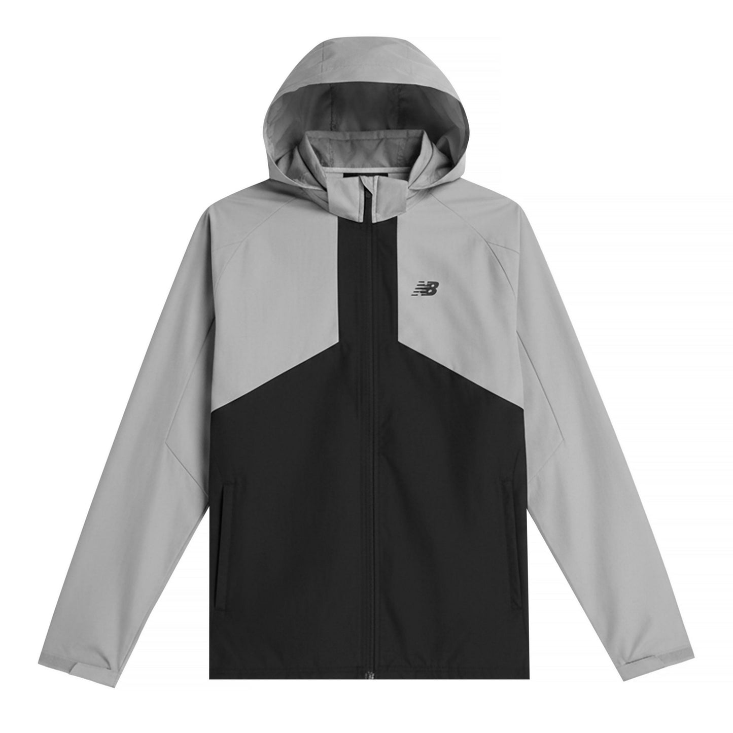 Grey-Black - Front - New Balance Mens Two Tone Woven Hooded Jacket