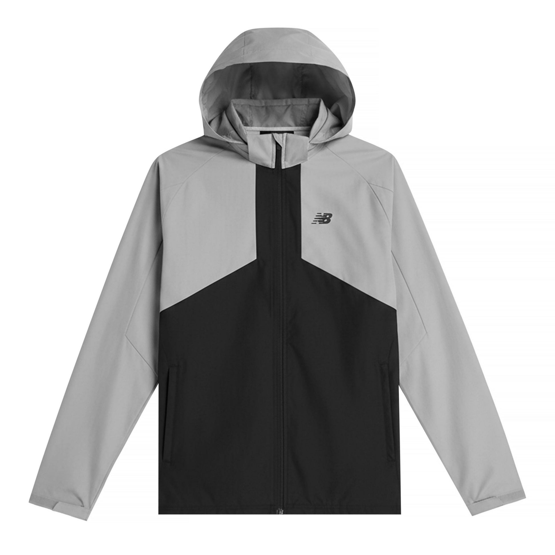 Grey-Black - Front - New Balance Mens Two Tone Woven Hooded Jacket