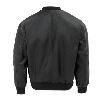 Black - Back - Firetrap Mens PU Bomber Jacket