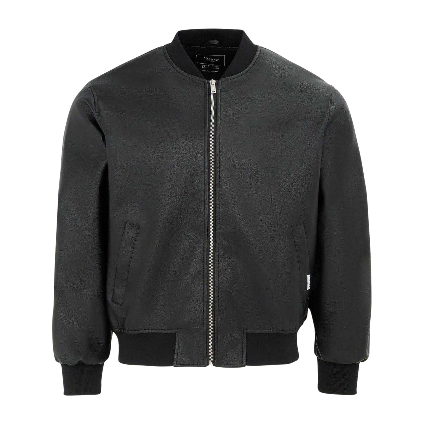 Black - Front - Firetrap Mens PU Bomber Jacket