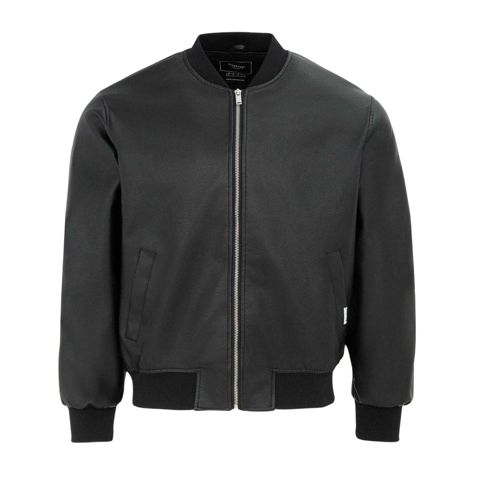 Black - Front - Firetrap Mens PU Bomber Jacket