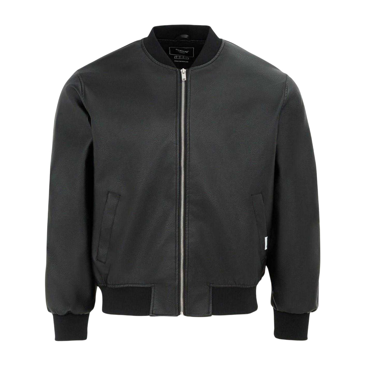 Black - Front - Firetrap Mens PU Bomber Jacket
