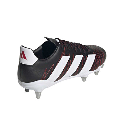 Black-White-Carbon - Back - Adidas Mens Kakari Soft Ground Rugby Boots