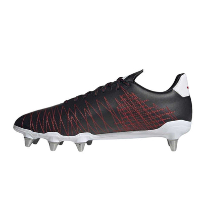 Black-White-Carbon - Side - Adidas Mens Kakari Soft Ground Rugby Boots