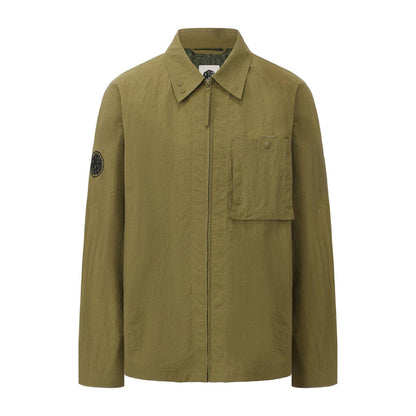 Khaki Green - Front - Pretty Green Mens Nylon Overshirt
