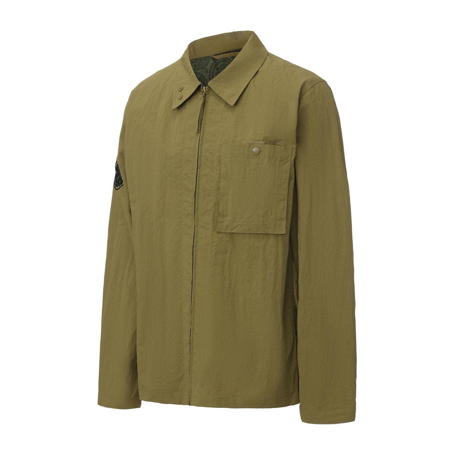 Khaki Green - Side - Pretty Green Mens Nylon Overshirt